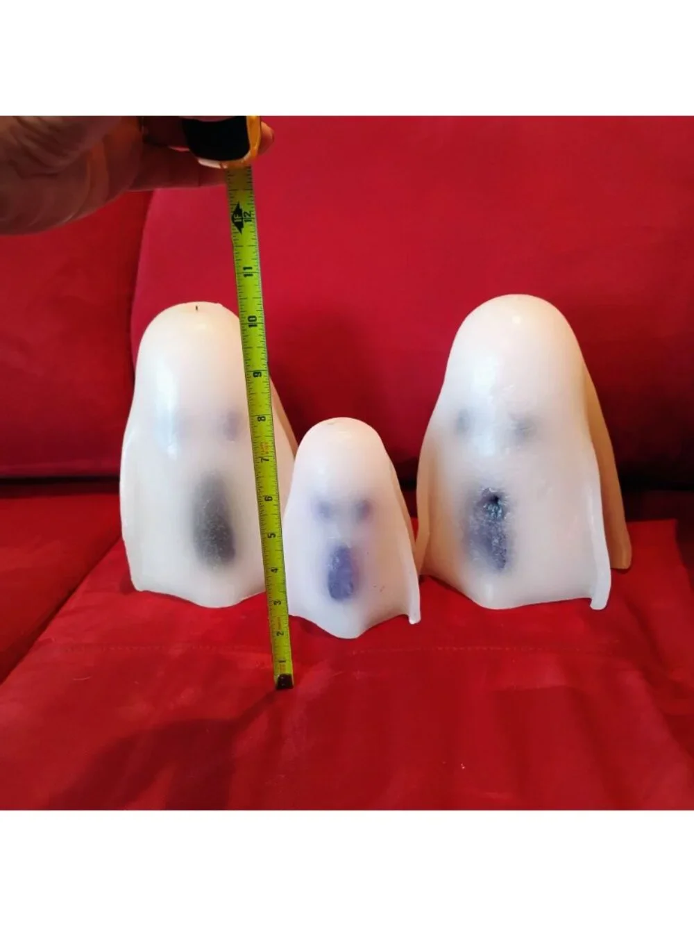 Set Of 3 Pottery Barn Bougie Boo Moaning Ghost-Shaped Candles 2 Large, 1 Small